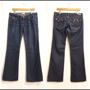 PAIGE Fairfax boot cut dark wash striped pocket